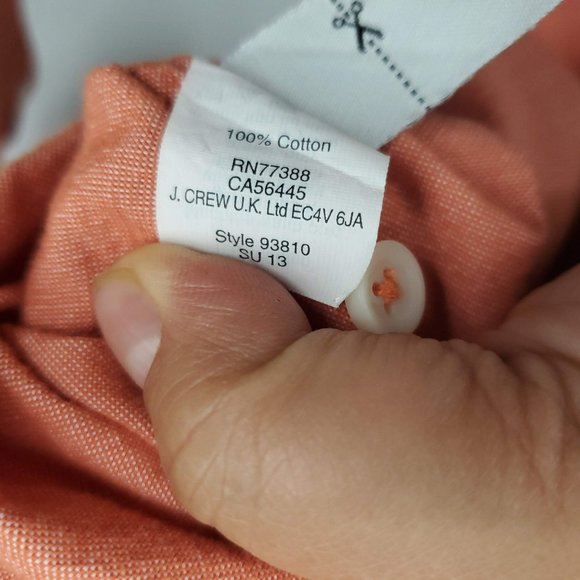J Crew Slim Oxford Orange Button Down XL - Picture 7 of 8